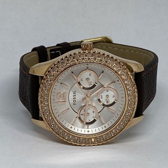 Fossil Stella ES3816 Women's Browns Leather Silver Analog Dial Quartz Watch LW76 - Picture 7 of 12